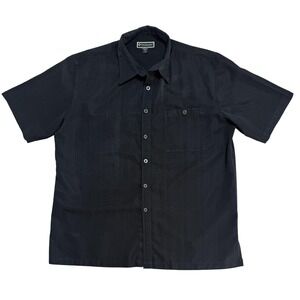 Weekender Shirt Mens XL Black Textured‎ Camp Short Sleeve Button Front Pocket